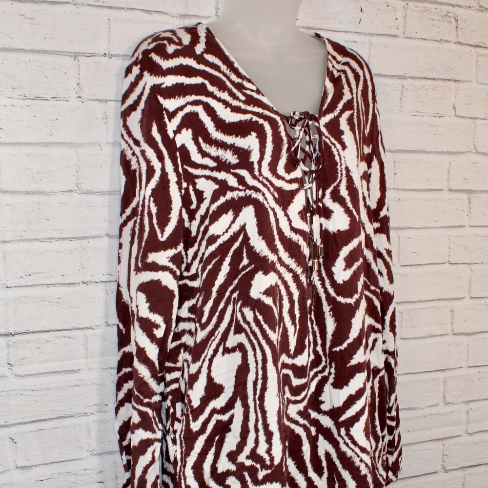 La Blanca Plus Size 1X Fierce Lace-Up Tunic Zebra Animal Print Swim Coverup $144 - Picture 4 of 8